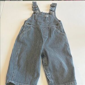 KEY - 12m, railroad striped overalls